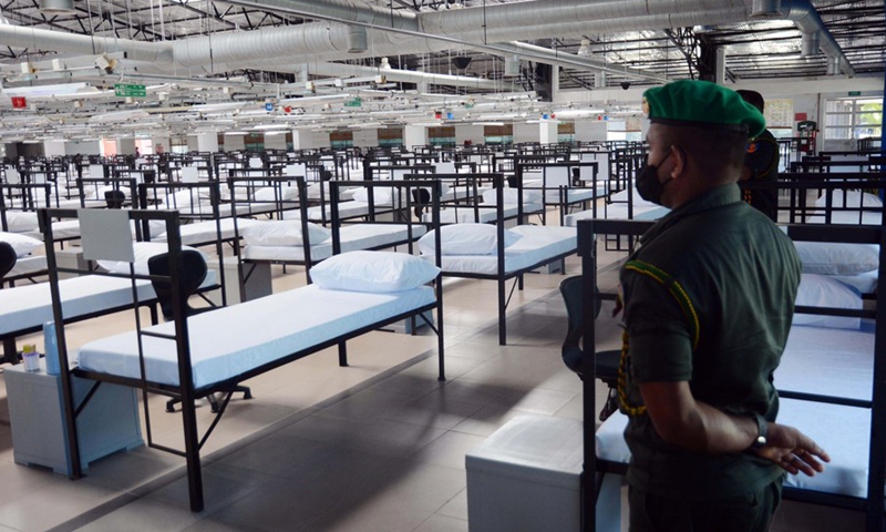 Photo taken on May 17, 2021 shows a COVID-19 hospital improvised by the Sri Lanka Army in Seeduwa, 20 kilometers away from the capital Colombo, Sri Lanka.(Photo: Xinhua)