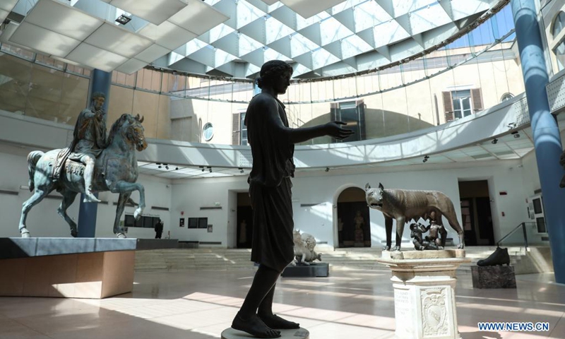Photo shows the interior view of the Capitoline Museums in Rome, Italy, May 18, 2021. The museums officially opened to the public in 1734 during the government of Clemente XII. Its collections are closely linked to the city of Rome and most of the exhibits come from the city itself. (Photo: Xinhua)