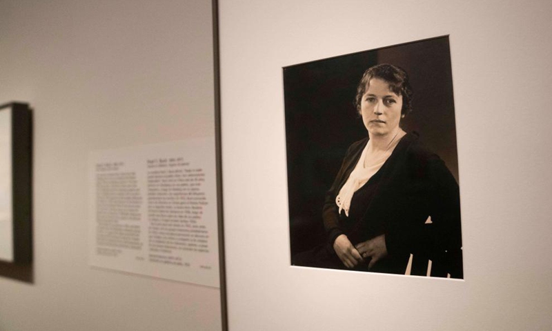 A photograph of writer Pearl S. Buck is seen during the exhibition Her Story: A Century of Women Writers at the National Portrait Gallery in Washington, D.C., the United States, on May 27, 2021. The exhibition which will last till Jan. 23, 2022, features 24 women from diverse backgrounds whose books have become classics and whose words are well known. Photo: Xinhua