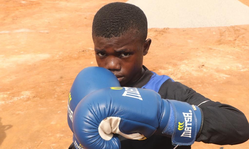 Photo taken on April 24, 2021 shows Sultan Adekoya in training in Lagos, Nigeria.(Photo: Xinhua)