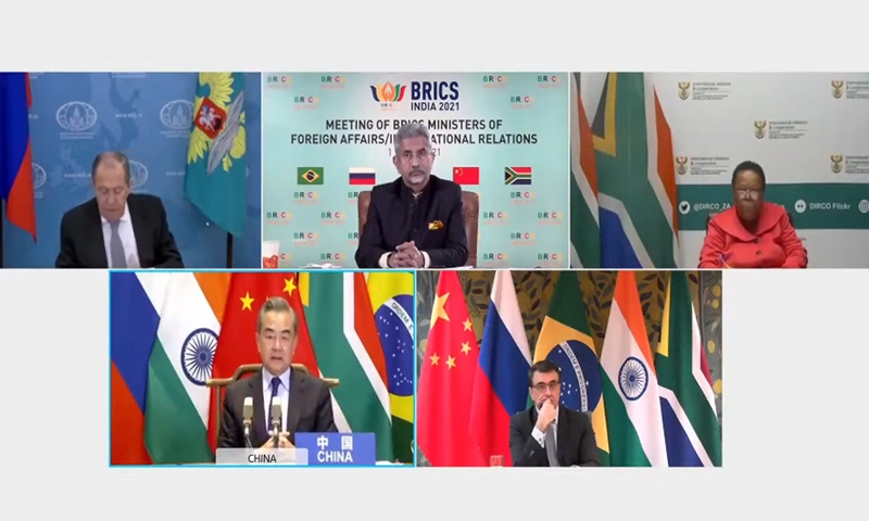 Photo: screenshot of BRICS Foreign Ministers virtual meeting on Tuesday 