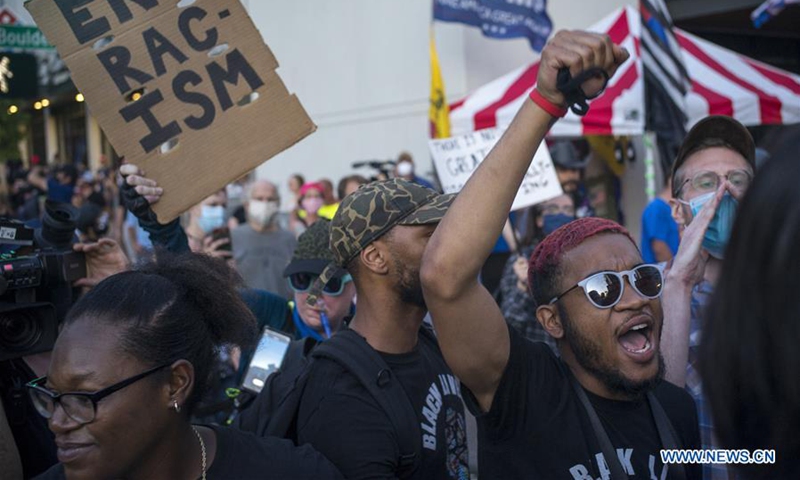 Protesters take part in a demonstration in Tulsa, Oklahoma, the United States, on June 20, 2020. File photo: Xinhua
