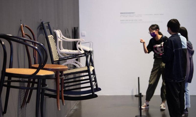 People visit an exhibition in Tsinghua University Art Museum in Beijing, capital of China, June 3, 2021. Displaying a total of 158 modern designs, the exhibition named 100 Years of Design History: The Biagetti-Koenig Collection is held in Tsinghua University Art Museum. The exhibition will last until August 25.  Photo: Xinhua