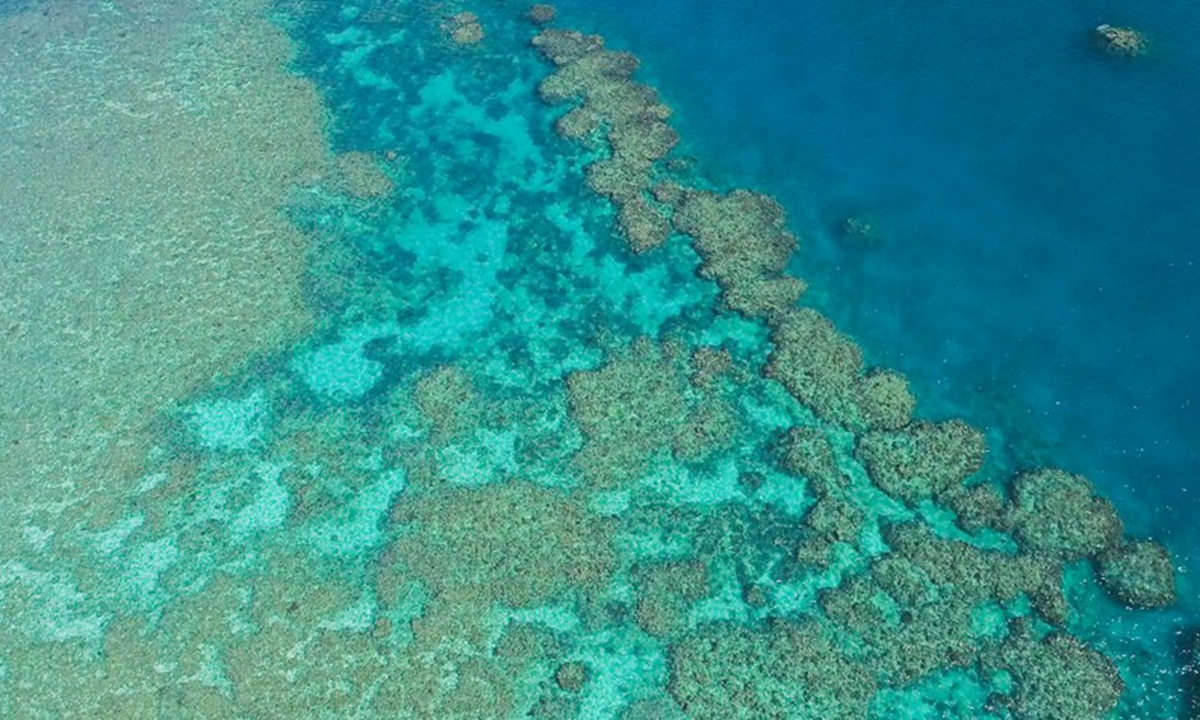Photo taken on June 2, 2021 shows the Great Barrier Reef in Queensland, Australia. (Photo by Hu Jingchen/Xinhua)