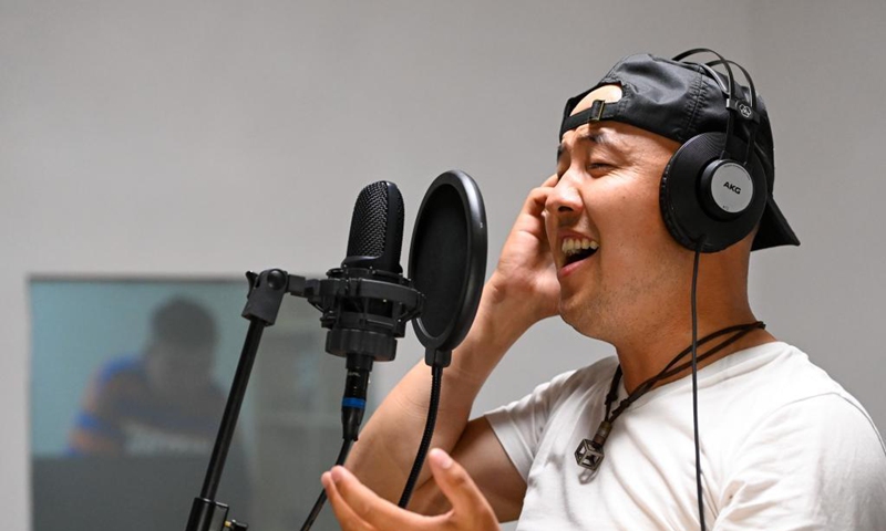 Lead singer of Narat band records a song in Narat Town, Xinyuan County of northwest China's Xinjiang Uygur Autonomous Region, June 4, 2021. Photo: Xinhua