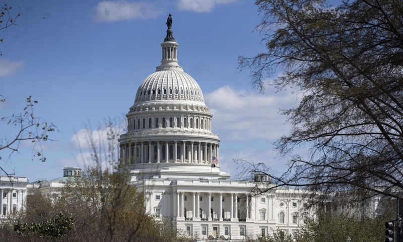 Photo taken on April 2, 2021 shows the U.S. Capitol building in Washington, D.C., the United States.Photo:Xinhua