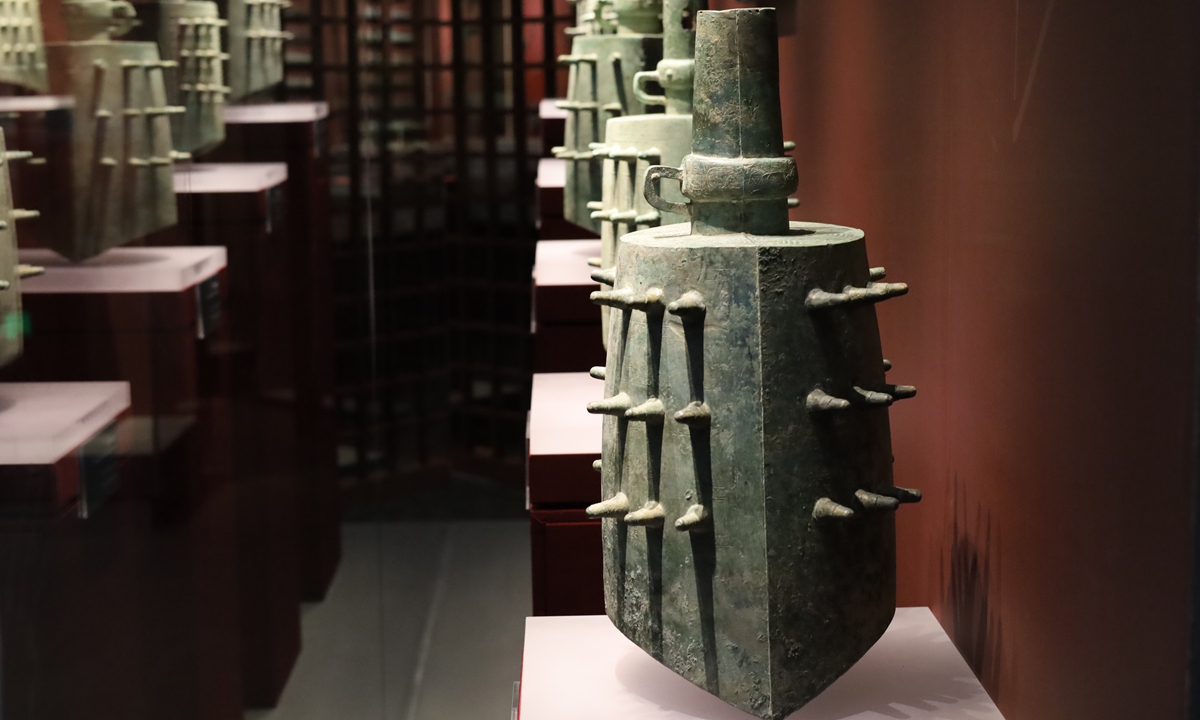 Ancient bian zhong, or chime bells, on display at a museum in Hubei Province Photo: IC