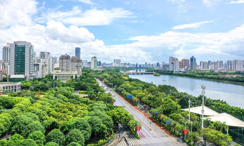 Aerial photo taken on June 14, 2021 shows a city view after rain in Nanning, south China's Guangxi Zhuang Autonomous Region.(Photo: Xinhua)