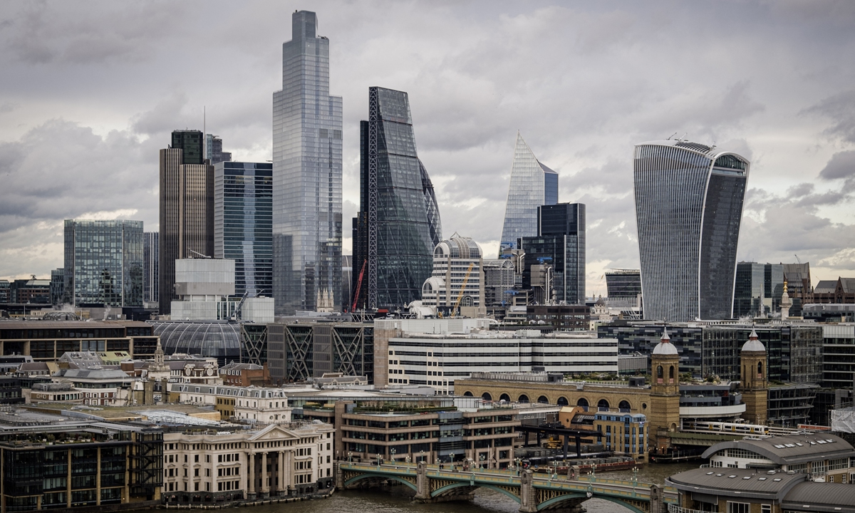 General view of the financial district of London, UK, on February 25, 2020 Photo: AFP