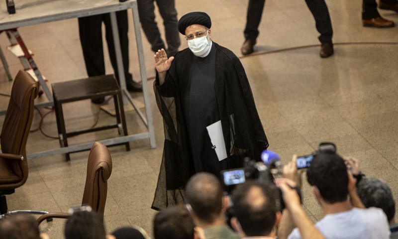 Iran's Judiciary Chief Ebrahim Raisi arrives to register his candidacy for presidential race at the Interior Ministry in Tehran, Iran, May 15, 2021.File photo:Xinhua