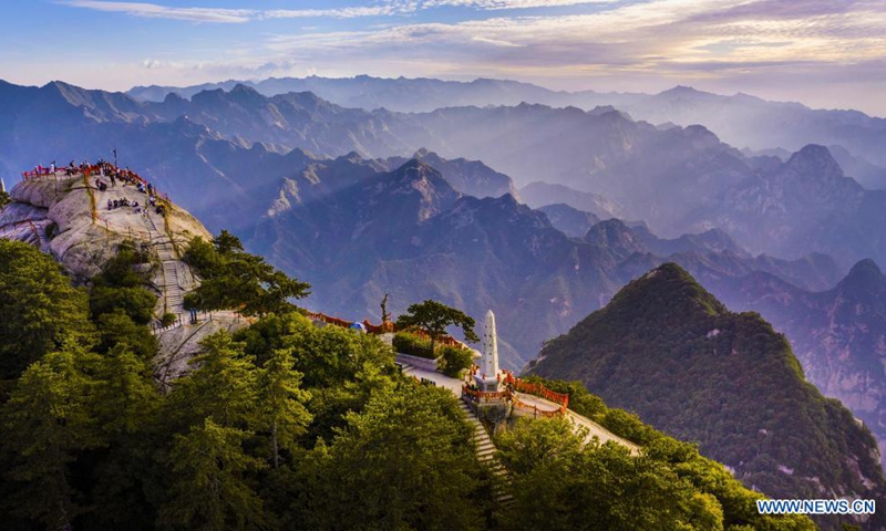 Aerial photo taken on June 19, 2021 shows the scenery of Mount Huashan in northwest China's Shaanxi Province.(Photo: Xinhua)