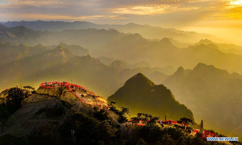 Aerial photo taken on June 19, 2021 shows the scenery of Mount Huashan in northwest China's Shaanxi Province.(Photo: Xinhua)
