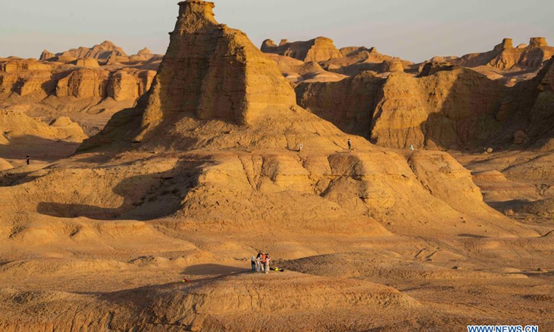 Photo taken on June 21, 2021 shows a view of a Yardang scenic area in Urho District of Karamay, northwest China's Xinjiang Uygur Autonomous Region. (Xinhua)