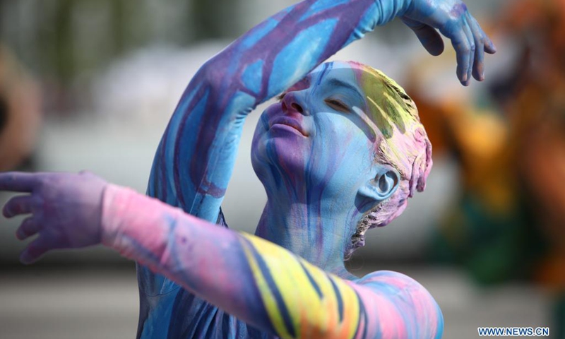 A dancer performs during the summer solstice celebrations in Warsaw, Poland, on June 26, 2021.(Photo: Xinhua)