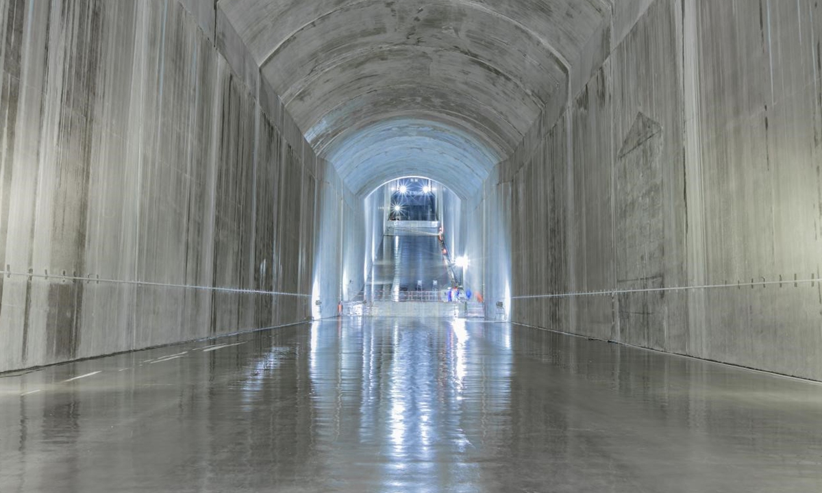 A view of Baihetan Dam's spillway tunnel. Photo: Zhao Yang