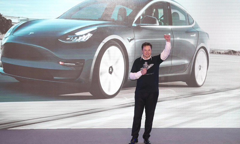 SpaceX owner and Tesla CEO Elon Musk gestures at a launch event at Shanghai gigafactory in January 2020. Photo: cnsphoto