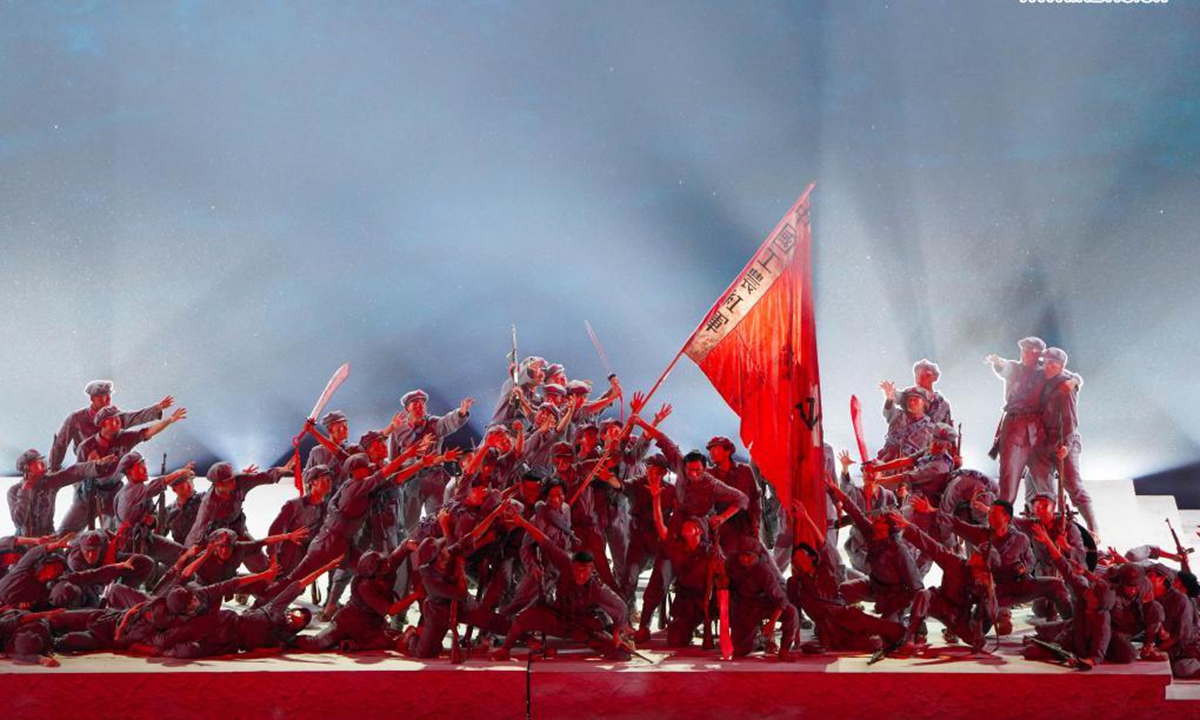 An art performance titled The Great Journey is held in celebration of the 100th anniversary of the founding of the Communist Party of China (CPC) at the National Stadium in Beijing, capital of China, on the evening of June 28, 2021. (Xinhua/Chen Yehua)
