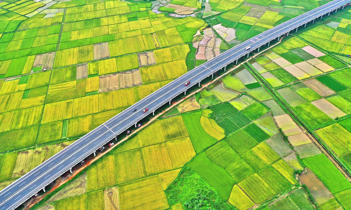 Reapers coming from East China's Anhui and Jiangsu provinces arrive in Yongfeng county in East China's Jiangxi Province to support the rice harvest on Saturday. Each year, nearly 10,000 reapers come to the county to help harvest rice, greatly improving efficiency. Photo: cnsphoto