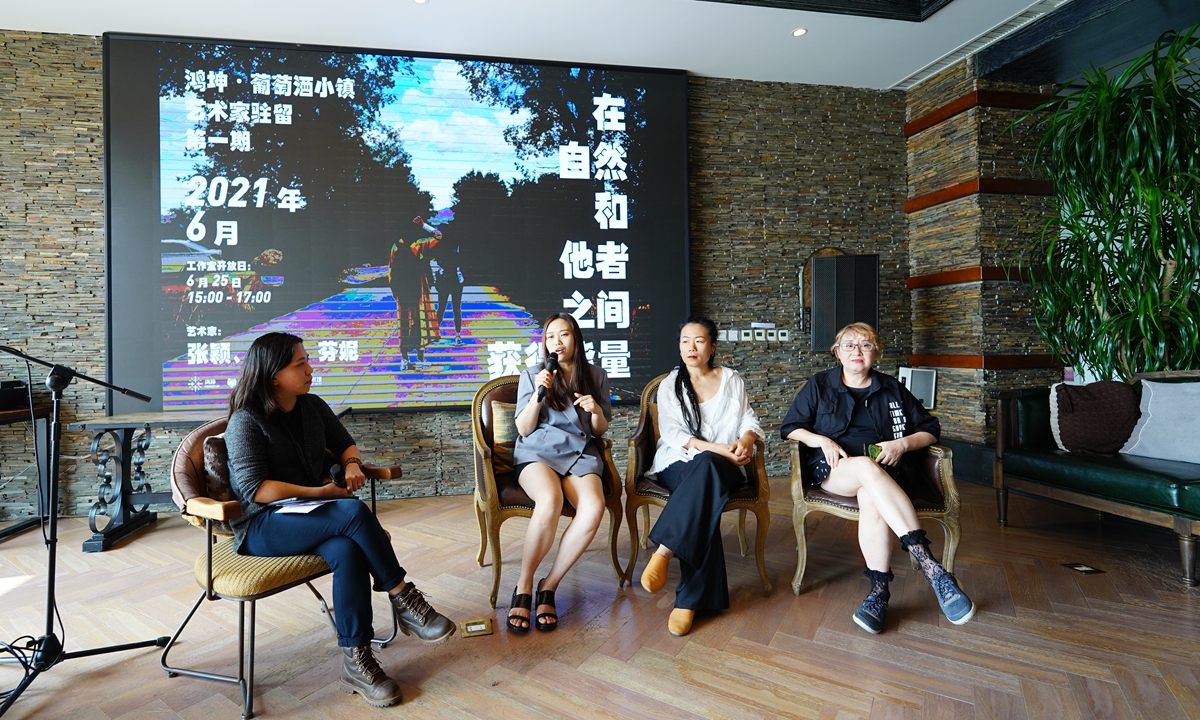 From left: Zhao Mengyuan, curator of the Hongkun Museum, and artists Zhang Ying, A Ping and Fenni Photo: Courtesy of Kun 