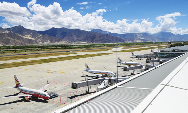View of the Terminal 3 building of the Lhasa Gonggar International Airport in Lhasa, Southwest China's Tibet autonomous region Photo: cnsphoto
