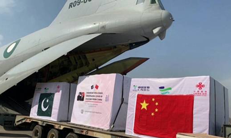 On February 1, 2021, the China-donated COVID-19 vaccines are delivered to Islamabad.
