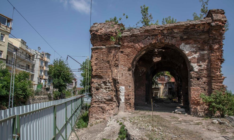 Photo taken on July 2, 2021 shows the Boukoleon Palace in the restoration process in Istanbul, Turkey.Photo:Xinhua