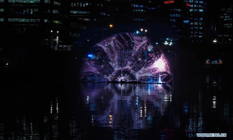 A water screen display about the Matariki (Maori New Year) is seen in Wellington, New Zealand, on July 8, 2021. Matariki is a special occasion in the New Zealand calendar marking the start of the Maori New Year.Photo:Xinhua