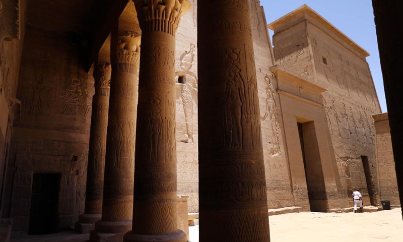 Photo taken on June 26, 2021 shows a view of the Philae temples on Agilkia Island in Aswan, Egypt.Photo:Xinhua