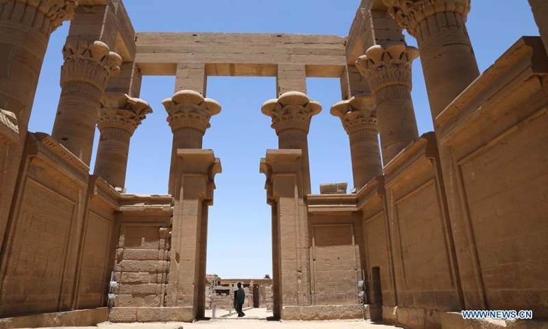 Photo taken on June 26, 2021 shows a view of the Philae temples on Agilkia Island in Aswan, Egypt.Photo:Xinhua