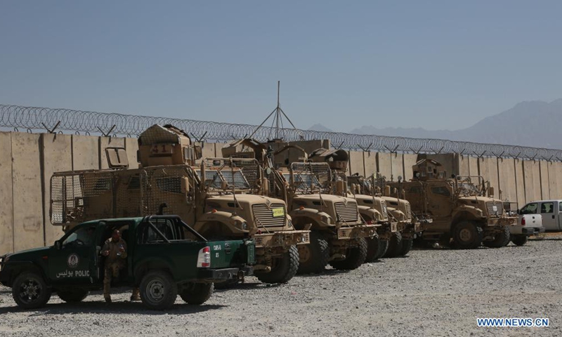 Photo taken on July 8, 2021 shows military vehicles abandoned by U.S. forces at the Bagram Airfield base after all U.S. and NATO forces evacuated in Parwan province, eastern Afghanistan. Photo:Xinhua