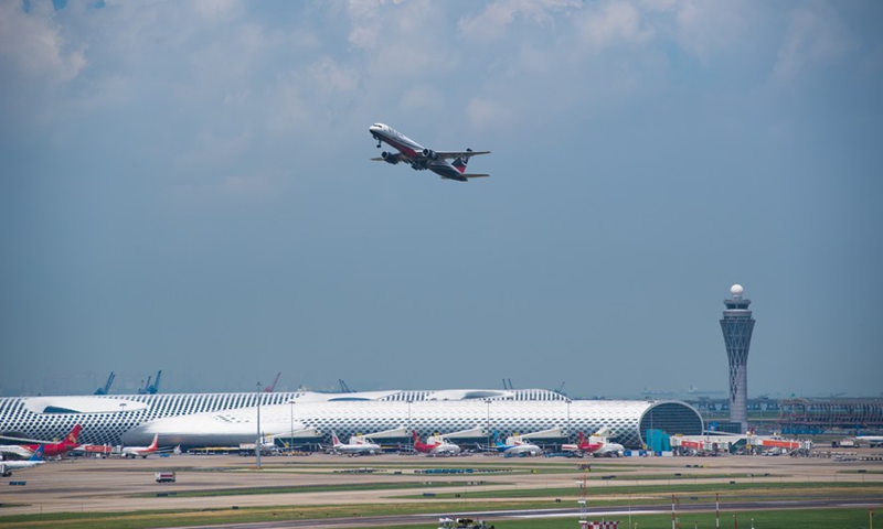 A plane of SF Airlines Co., Ltd. takes off at Bao'an International Airport in Shenzhen, south China's Guangdong Province, Sep 10, 2020.Photo:Xinhua