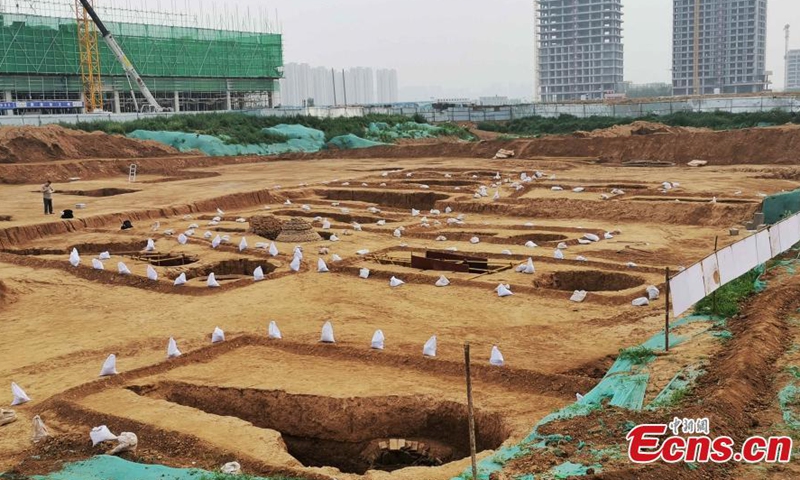 Photo shows the archaeological excavation site of the tombs in Jinan, Shandong Province.Photo:China News Service