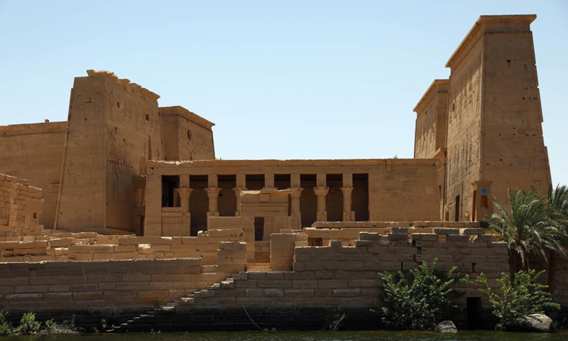 Photo taken on June 26, 2021 shows a view of the Philae temples on Agilkia Island in Aswan, Egypt.Photo:Xinhua