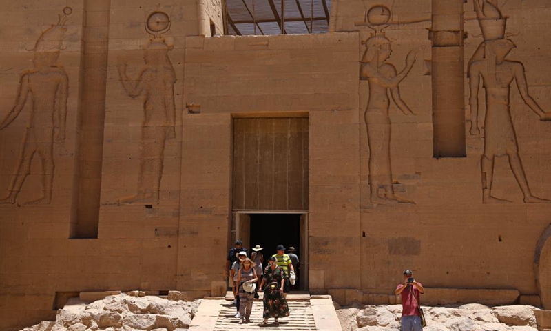 Tourists visit the Philae temples on Agilkia Island in Aswan, Egypt, on June 26, 2021.Photo:Xinhua