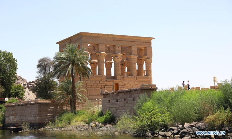 Photo taken on June 26, 2021 shows a view of the Philae temples on Agilkia Island in Aswan, Egypt.Photo:Xinhua