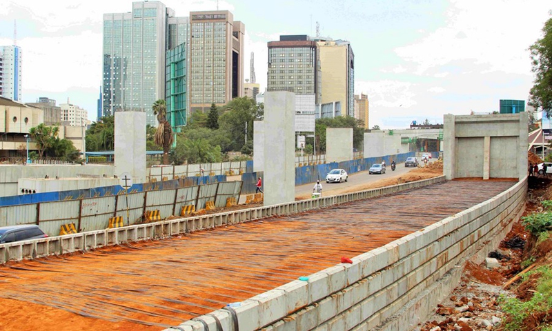 Motorists are seen along a section of the Nairobi Expressway under construction in Nairobi, capital of Kenya, on July 13, 2021.(Photo: Xinhua)
