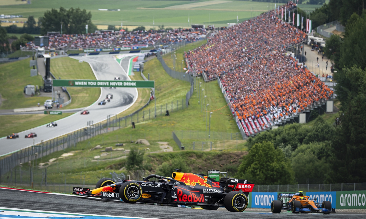 Red Bull Racing's Max Verstappen competes during the Austrian F1 Grand Prix  at the Red Bull Ring in Spielberg, Austria on July 4. Photo: VCG