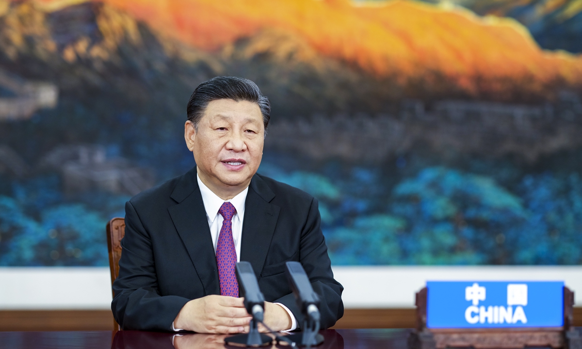 President Xi Jinping attends an informal leaders' meeting of the Asia-Pacific Economic Cooperation from Beijing via video link on Friday. Photo: Xinhua