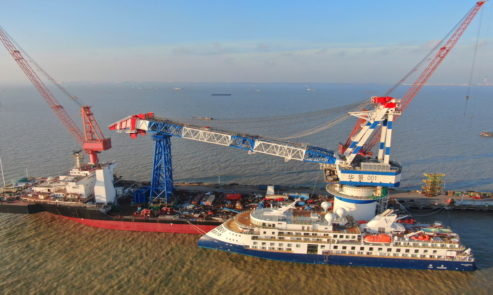 A China-made polar exploration cruise ship is set sail to the UK from a shipyard in Haimen, East China's Jiangsu Province on Monday. The ship will operate cruises to the polar region. It has 131 cabins and can carry 254 people. Even in bad sea conditions, its safe return to port capability can reach 1,500 nautical miles (2,778 kilometers). Photo: VCG
