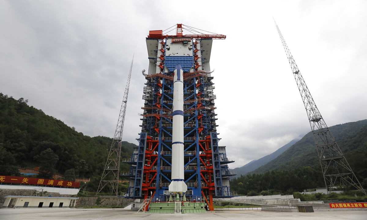 The Long March-2C carrier rocket on the launching pad at the Xichang Satellite Launch Center in Southwest China's Sichuan Province Photo: Zhang Senyu  
