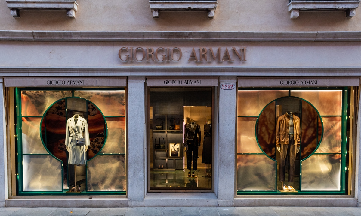 The Giorgio Armani store in Venice, Italy on March 21, 2020&nbsp; Photo: AFP