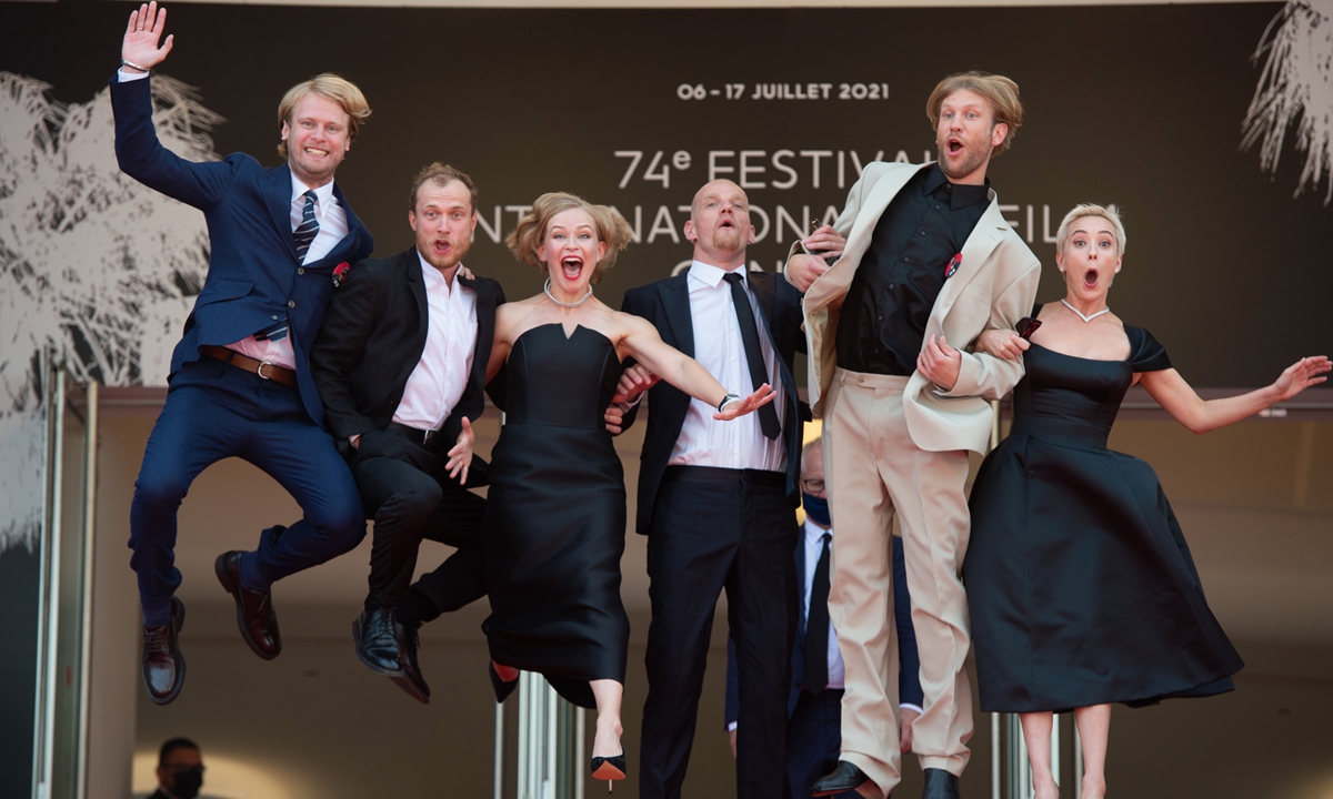 Stars attend the Petrov's Flu Premiere as part of the 74th Cannes International Film Festival in Cannes, France on July 11, 2021. Photo: VCG