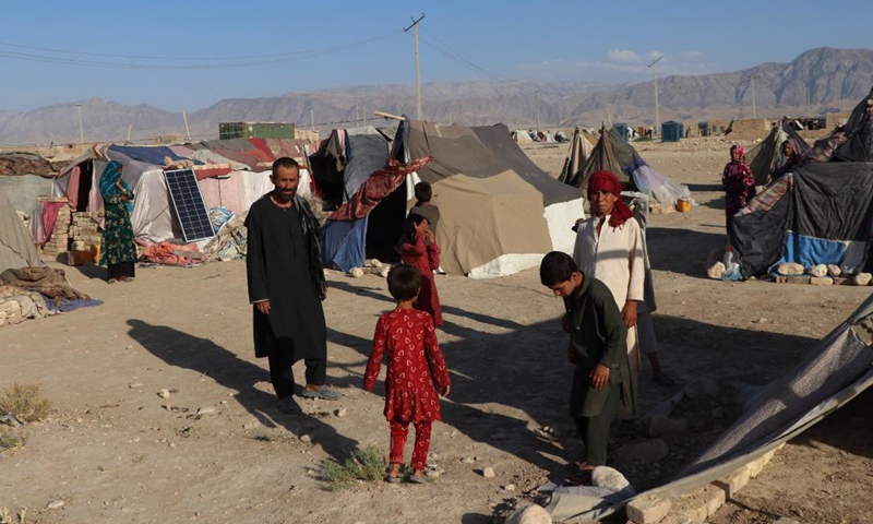 People are seen at a displaced person camp in Mazar-i-Sharif, capital of northern Balkh province, Afghanistan, on July 22, 2021.Photo:Xinhua