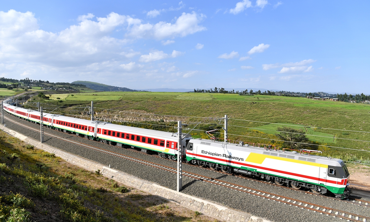 A train runs on the Addis Ababa-Djibouti Railway. Photo: Xinhua