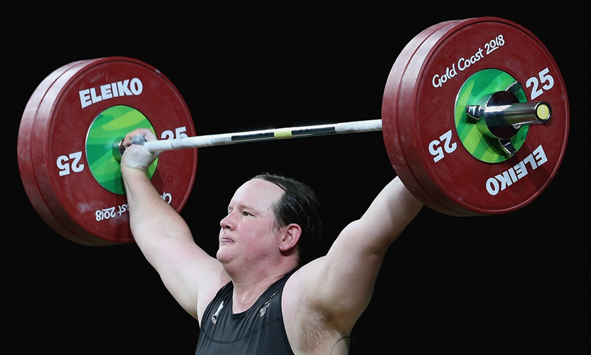 Laurel Hubbard of New Zealand competes in the Women's 90kg Final during Weightlifting on day five of the Gold Coast 2018 Commonwealth Games at Carrara Sports and Leisure Centre on April 9, 2018 on the Gold Coast, Australia. Photo:VCG
