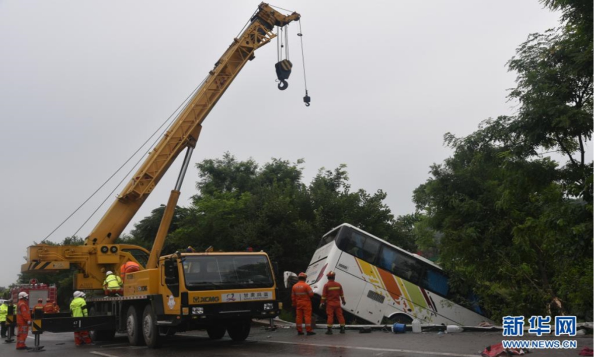A traffic accident happened on Monday in Pingliang city in Northwest China's Gansu Province, killing 13 people and injuring 47. Photo: Xinhua