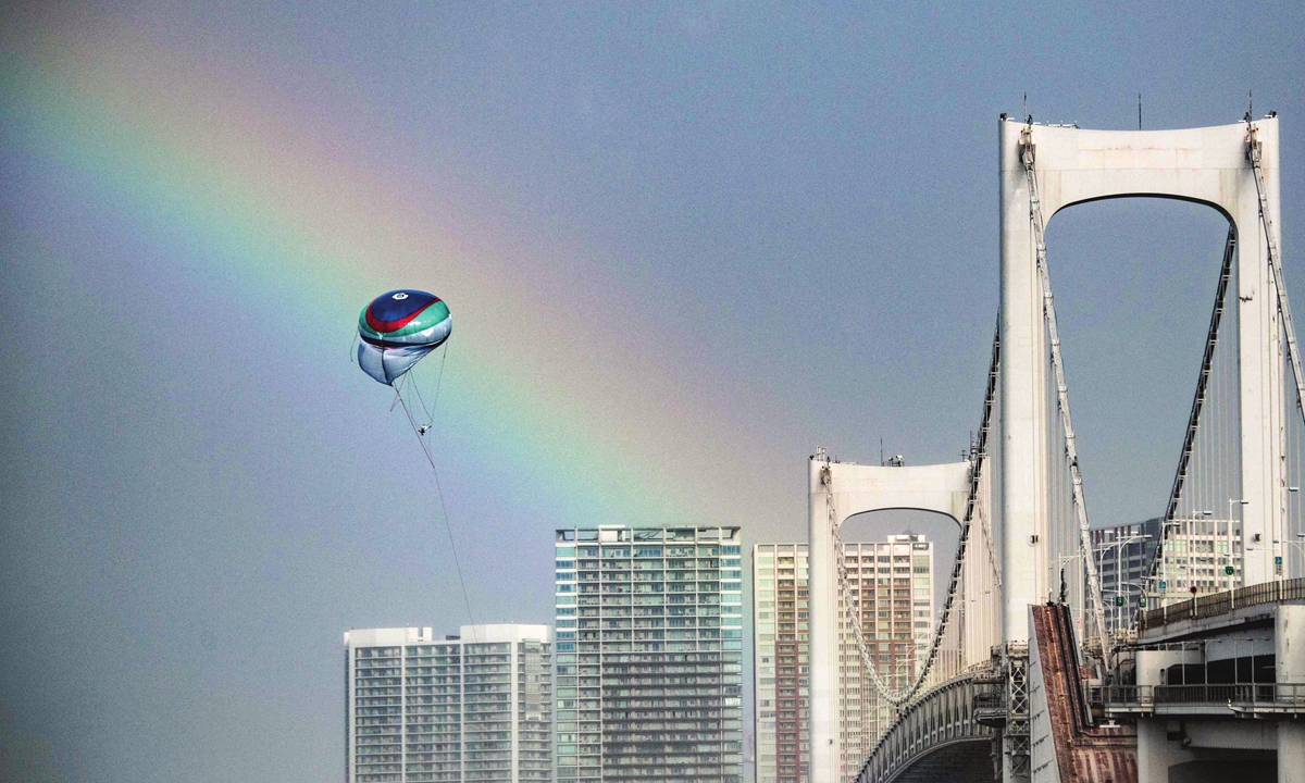 A rainbow is seen during the Tokyo 2020 Olympic Games at the Odaiba Marine Park in Tokyo on Tuesday as Tropical Storm Nepartak approached Japan's northeast coast.Photo: VCG