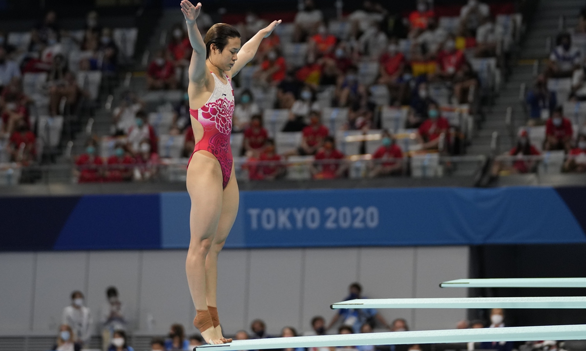 Shi Tingmao competes in the women's 3-meter springboard final at the Tokyo Olympics on Sunday. Photo: VCG