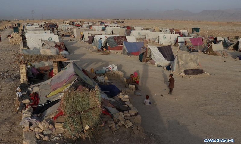 Photo taken on July 31, 2021 shows a makeshift camp in Mazar-i-Sharif, capital of Balkh province, Afghanistan.(Photo: Xinhua)