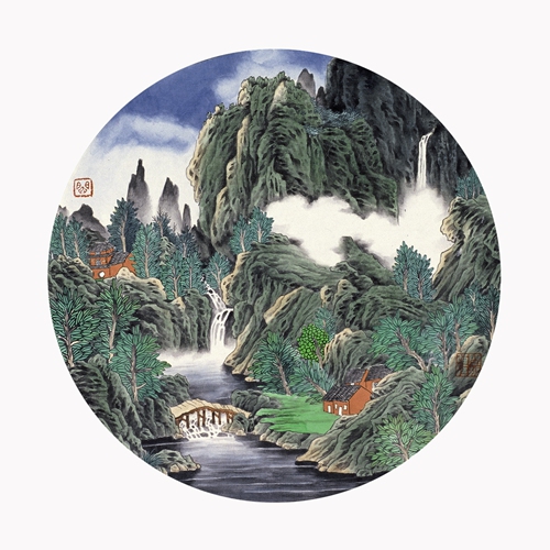 Painting <em>Running Water through Bridge</em> by Chinese artist Yan Zhenqiang at the Russian Cultural Center Photo: Courtesy of National Art Museum of China